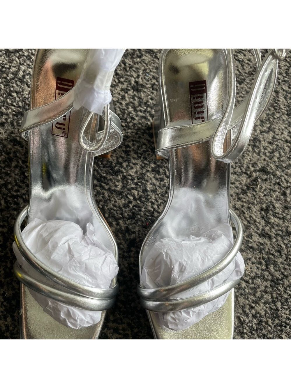Silver Block Heel Sandals - Picture 6 of 16